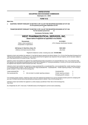 Thumbnail West Pharmaceutical Services 10-Q Quarterly Report FY2017 
