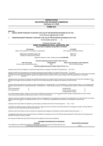 Thumbnail West Pharmaceutical Services 10-K Annual Report 2025