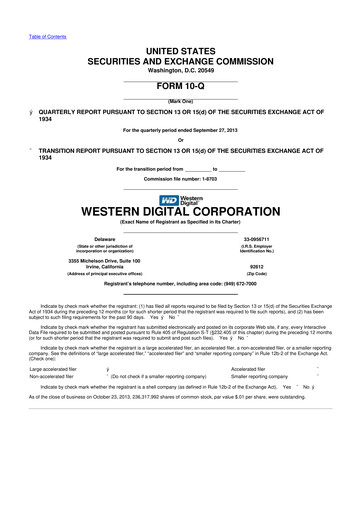 Thumbnail Western Digital 10-Q Quarterly Report FY2014 