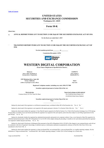 Thumbnail Western Digital 10-K Annual Report 2015