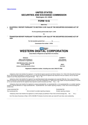 Thumbnail Western Digital 10-Q Quarterly Report FY2016 