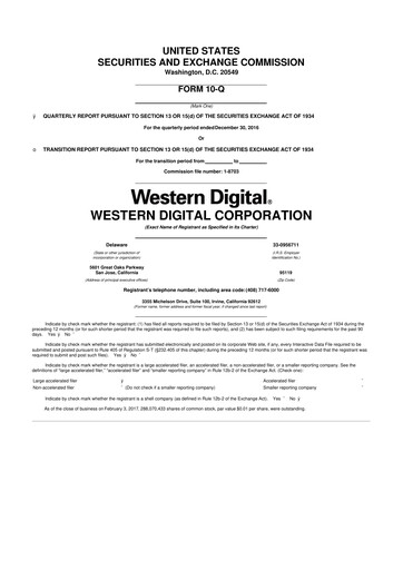 Thumbnail Western Digital 10-Q Quarterly Report FY2017 
