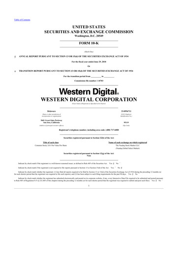 Thumbnail Western Digital 10-K Annual Report 2018
