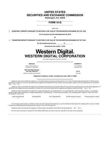 Thumbnail Western Digital 10-Q Quarterly Report FY2019 