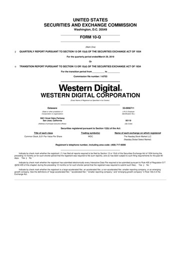 Thumbnail Western Digital 10-Q Quarterly Report FY2019 