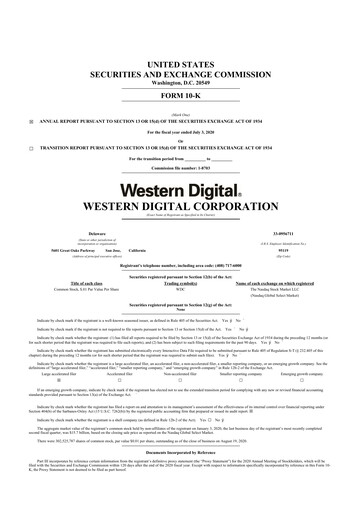 Thumbnail Western Digital 10-K Annual Report 2020
