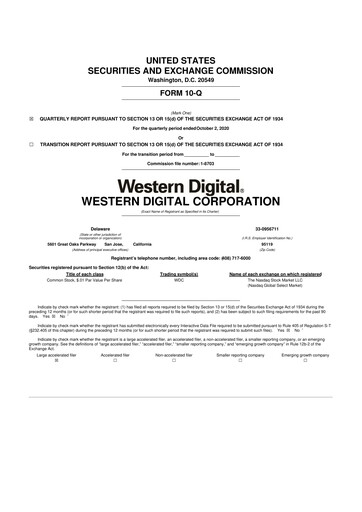 Thumbnail Western Digital 10-Q Quarterly Report FY2021 