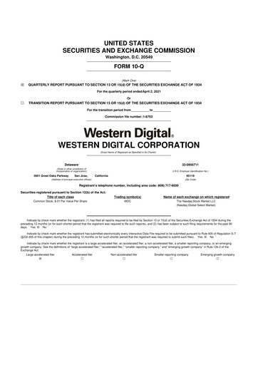 Thumbnail Western Digital 10-Q Quarterly Report FY2021 