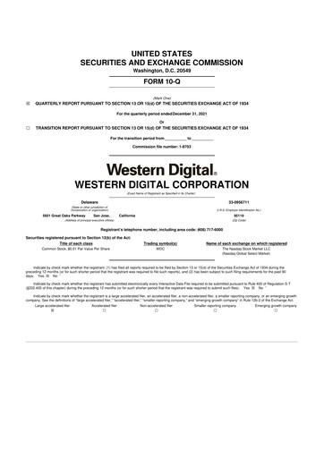 Thumbnail Western Digital 10-Q Quarterly Report FY2022 