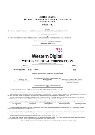 Thumbnail Western Digital 10-K Annual Report 2022