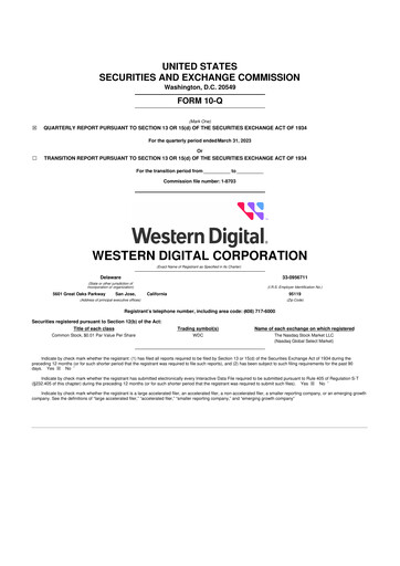 Thumbnail Western Digital 10-Q Quarterly Report FY2023 