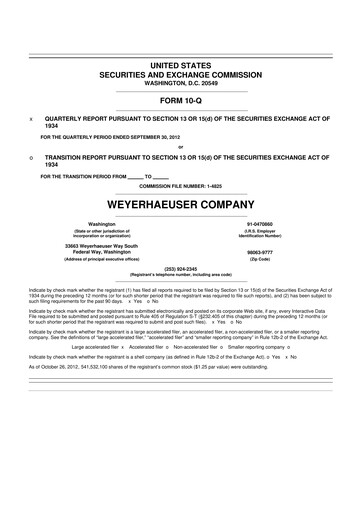 Thumbnail Weyerhaeuser
 10-Q Quarterly Report FY2012 