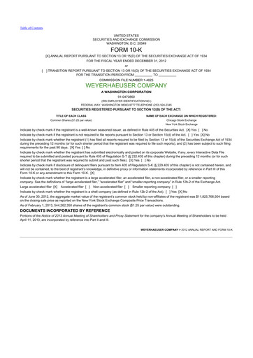 Thumbnail Weyerhaeuser
 10-K Annual Report 2012