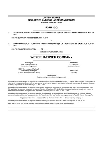 Thumbnail Weyerhaeuser
 10-Q Quarterly Report FY2014 