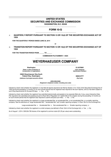 Thumbnail Weyerhaeuser
 10-Q Quarterly Report FY2014 