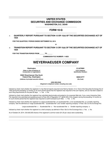 Thumbnail Weyerhaeuser
 10-Q Quarterly Report FY2014 