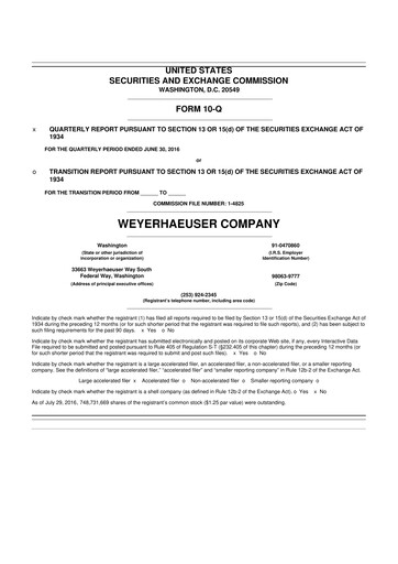 Thumbnail Weyerhaeuser
 10-Q Quarterly Report FY2016 
