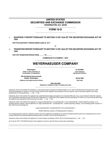 Thumbnail Weyerhaeuser
 10-Q Quarterly Report FY2017 