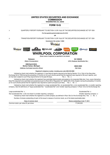 Thumbnail Whirlpool 10-Q Quarterly Report FY 