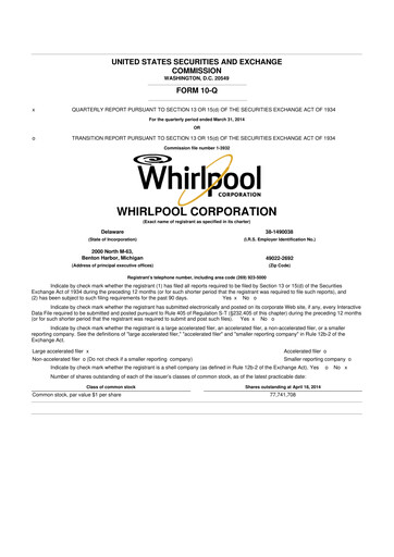 Thumbnail Whirlpool 10-Q Quarterly Report FY 