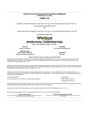 Thumbnail Whirlpool 10-Q Quarterly Report FY 