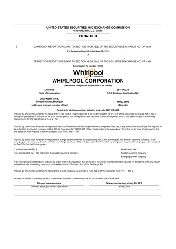 Thumbnail Whirlpool 10-Q Quarterly Report FY 