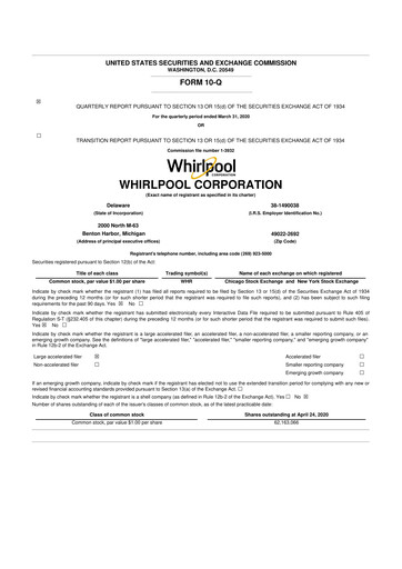 Thumbnail Whirlpool 10-Q Quarterly Report FY 