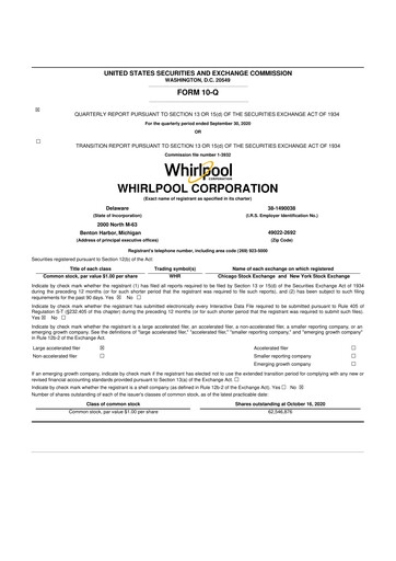 Thumbnail Whirlpool 10-Q Quarterly Report FY 