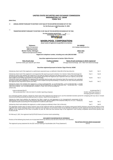 Thumbnail Whirlpool 10-K Annual Report 2020