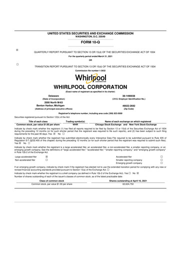 Thumbnail Whirlpool 10-Q Quarterly Report FY 