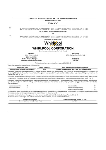 Thumbnail Whirlpool 10-Q Quarterly Report FY 
