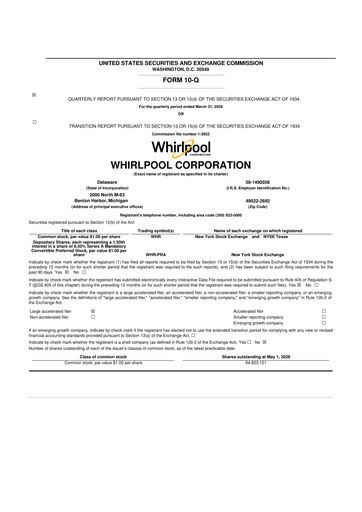 Thumbnail Whirlpool 10-Q Quarterly Report FY 