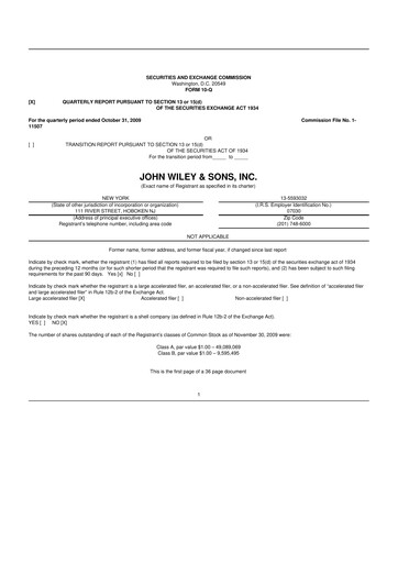 Miniature John Wiley & Sons 10-Q Rapport trimestriel  