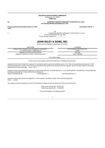 Miniature John Wiley & Sons 10-Q Rapport trimestriel  