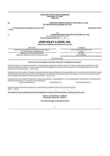Miniature John Wiley & Sons 10-Q Rapport trimestriel  