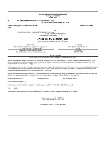 Thumbnail John Wiley & Sons 10-Q Quarterly Report FY2012 