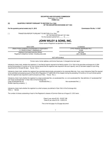 Thumbnail John Wiley & Sons 10-Q Quarterly Report FY2013 