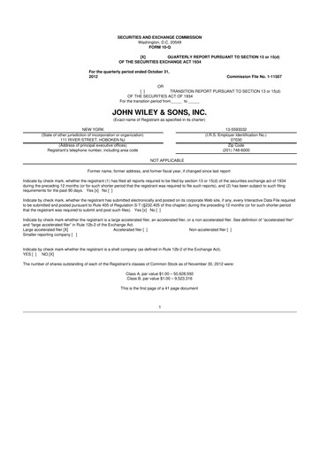 Thumbnail John Wiley & Sons 10-Q Quarterly Report FY2013 
