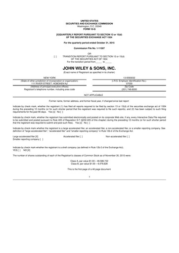 Thumbnail John Wiley & Sons 10-Q Quarterly Report FY2016 