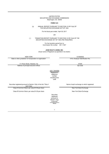 Thumbnail John Wiley & Sons 10-K Annual Report 2017