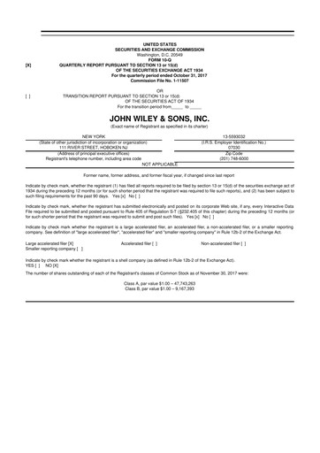 Thumbnail John Wiley & Sons 10-Q Quarterly Report FY2018 