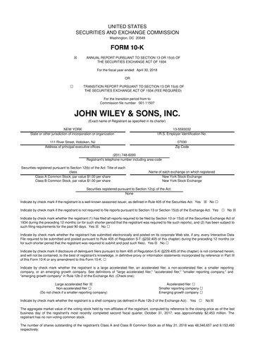 Thumbnail John Wiley & Sons 10-K Annual Report 2018