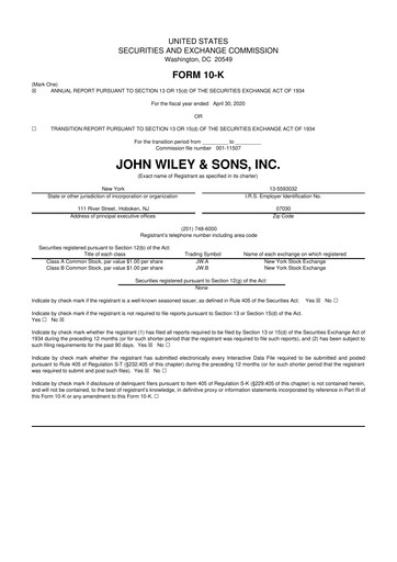 Thumbnail John Wiley & Sons 10-K Annual Report 2020
