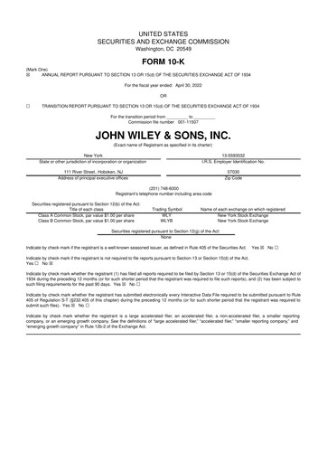 Thumbnail John Wiley & Sons 10-K Annual Report 2022