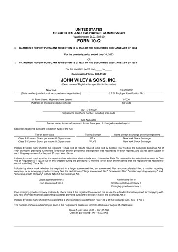 Thumbnail John Wiley & Sons 10-Q Quarterly Report FY2024 