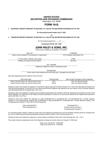 Thumbnail John Wiley & Sons 10-Q Quarterly Report FY2025 