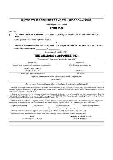 Thumbnail Williams Companies
 10-Q Quarterly Report FY2013 