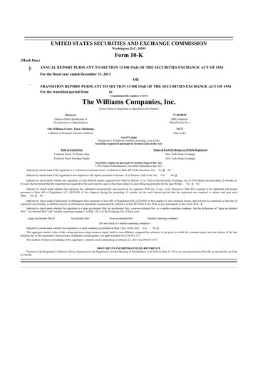 Thumbnail Williams Companies
 10-K Annual Report 2013