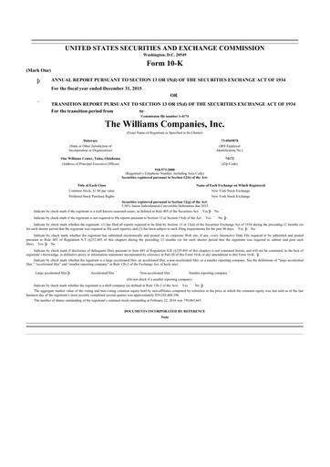 Thumbnail Williams Companies
 10-K Annual Report 2015