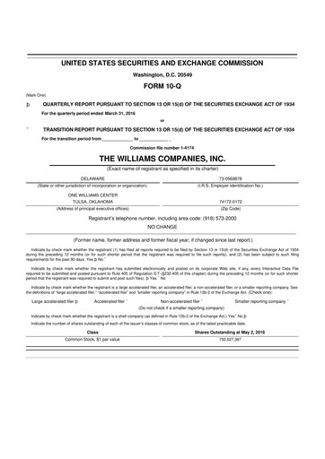 Thumbnail Williams Companies
 10-Q Quarterly Report FY2016 